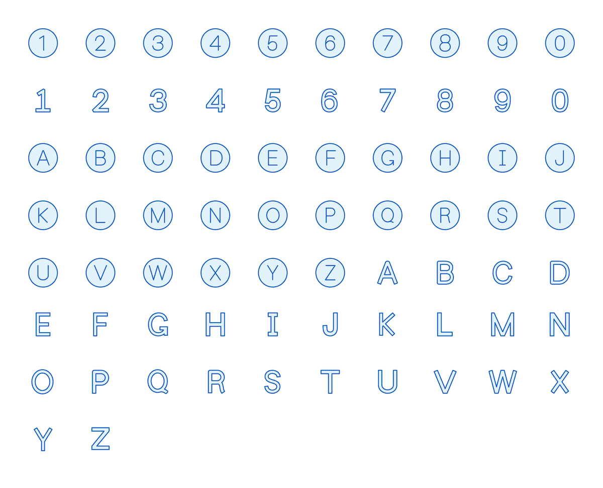 Monochrome Icons - 20 Numbers & Letters